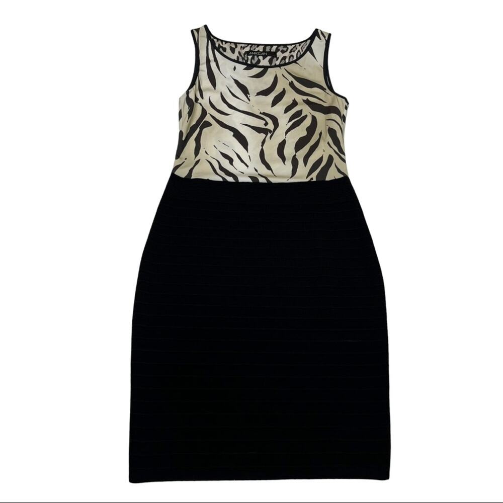 MarcCain Marc Cain NEW Black Animal Zebra Print Sheath Dress 4/6 Sheath Cocktail